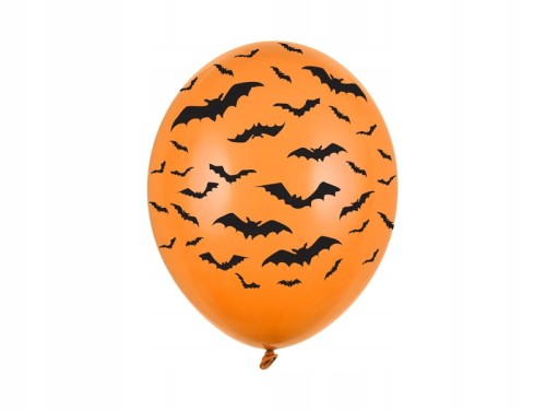 Pomarańczowe DUŻE balony HALLOWEEN nietoperze 6szt