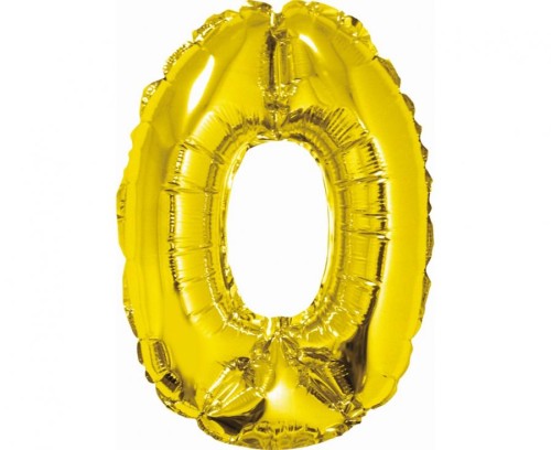 Balon foliowy CYFRA liczba 0 zero ZŁOTY urodziny przyjęcie 35 cm