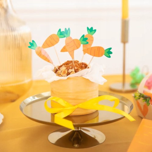TOPPERY Pikery na tort ciasto BABECZKI Marchewki Wielkanoc Dekoracja 6 szt