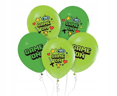BALONY GAME ON gaming party dla gracza urodziny 5 sztuk