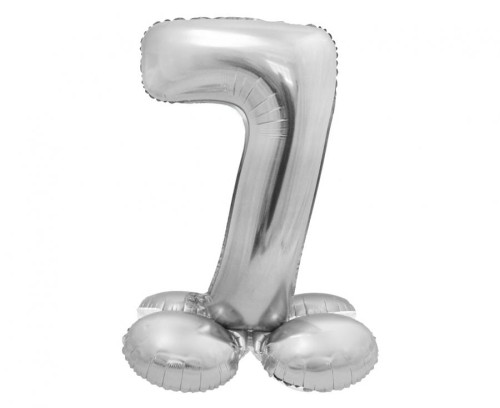 BALON foliowy SMART cyfra 7 SREBRNA duża STOJĄCA 72 cm