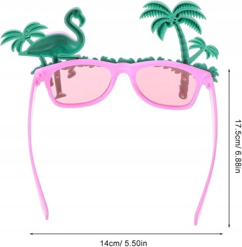 2x Okulary Imprezowe PALMY I FLAMINGI Różowe Hawaje Party Fotobudka Lato
