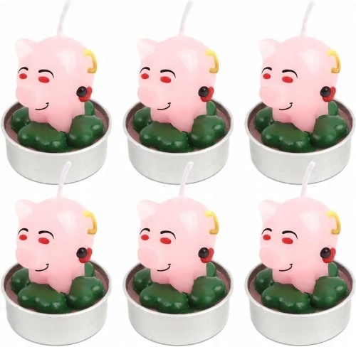 6x Podgrzewacz tealight Świeczki świąteczne świnka na szczęście dekoracja