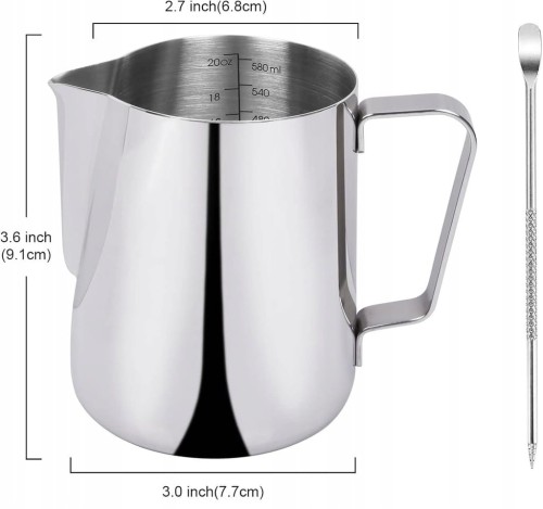 MLECZNIK 350 ml DZBANEK do SPIENIANIA MLEKA STAL NIERDZEWNA STALOWY KUBEK