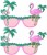 2x Okulary Imprezowe PALMY I FLAMINGI Różowe Hawaje Party Fotobudka Lato