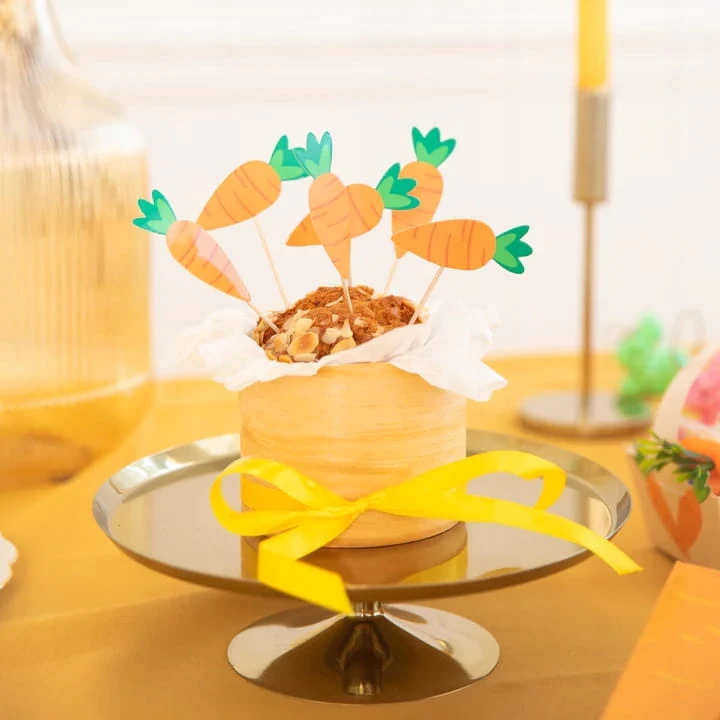 TOPPERY Pikery na tort ciasto BABECZKI Marchewki Wielkanoc Dekoracja 6 szt