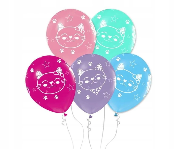 BALONY URODZINOWE KOTY KOTKI kolorowe 30cm 5 sztuk