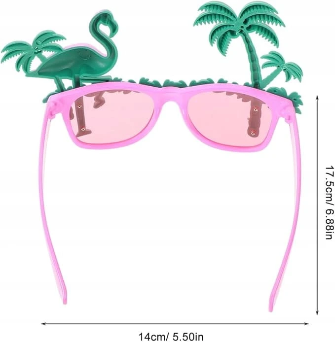 2x Okulary Imprezowe PALMY I FLAMINGI Różowe Hawaje Party Fotobudka Lato