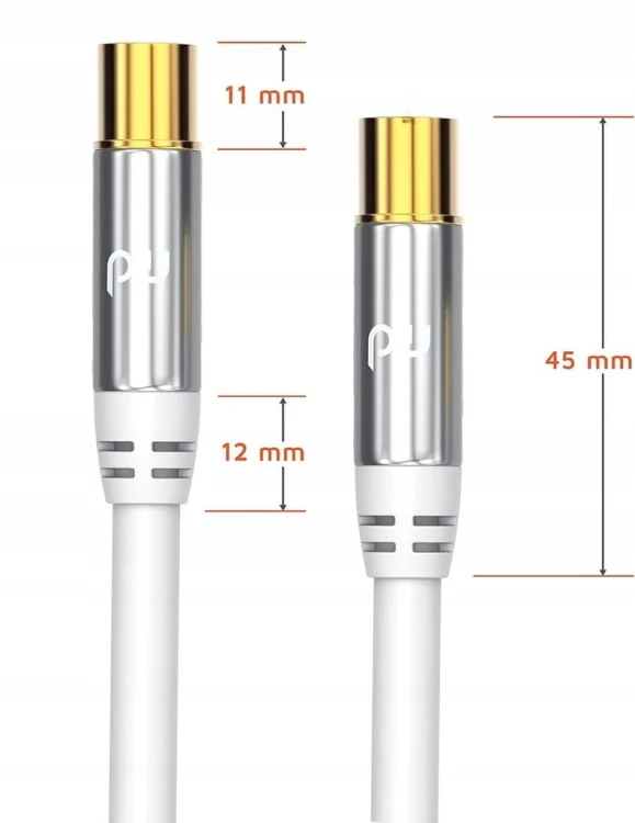 Kabel antenowy 3m HDTV IEC męski–żeński HDTV TV 75 Ohm 135dB