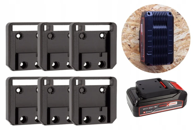 6x Uchwyt wieszak na baterie akumulator do Einhell 18V mocowanie czarny