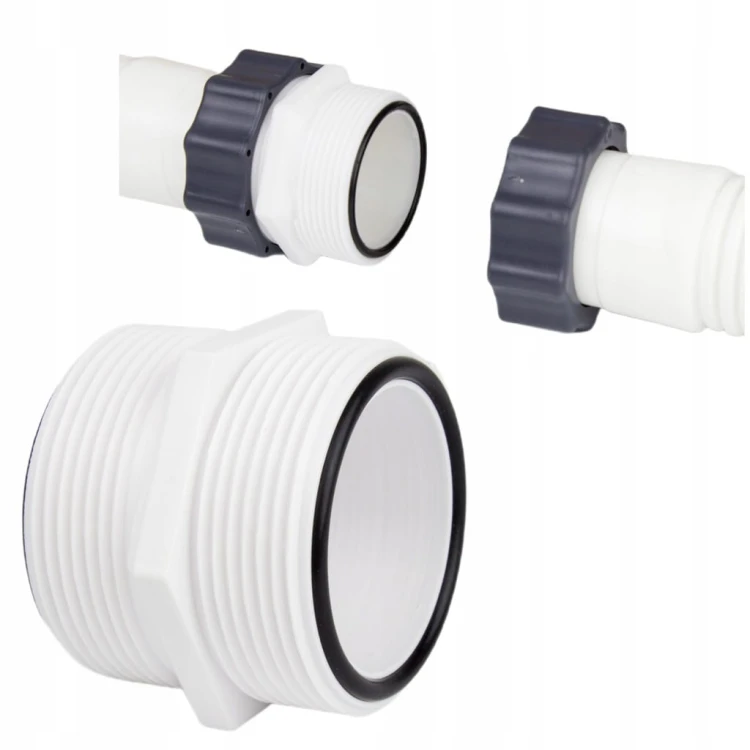 Złączka do rury węża basenowego 38mm z gwintem 60mm INTEX BESTWAY + ORINGI