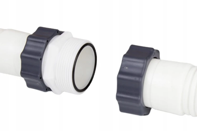 Złączka do rury węża basenowego 38mm z gwintem 60mm INTEX BESTWAY + ORINGI