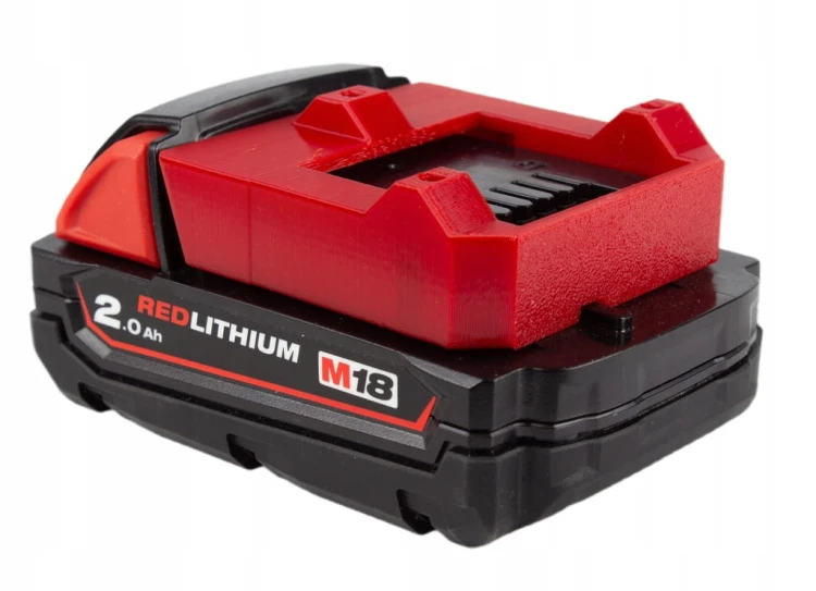 6x Uchwyt wieszak na baterie akumulator do MILWAUKEE M18 mocowanie czerwony