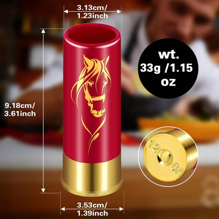 KIELISZKI PLASTIKOWE DO WÓDKI SZOTY ZESTAW 4 SZTUK NABÓJ ŁUSKA SHOTGUN