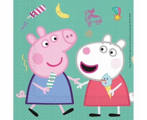 Serwetki Świnka Peppa Pig 20 Sztuk Urodziny 33cm Papierowe