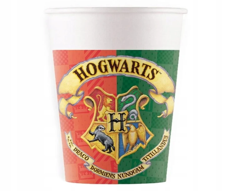 Kubeczki papierowe Harry Potter Hogwarts urodzinowe PARTY urodziny 8 sztuk