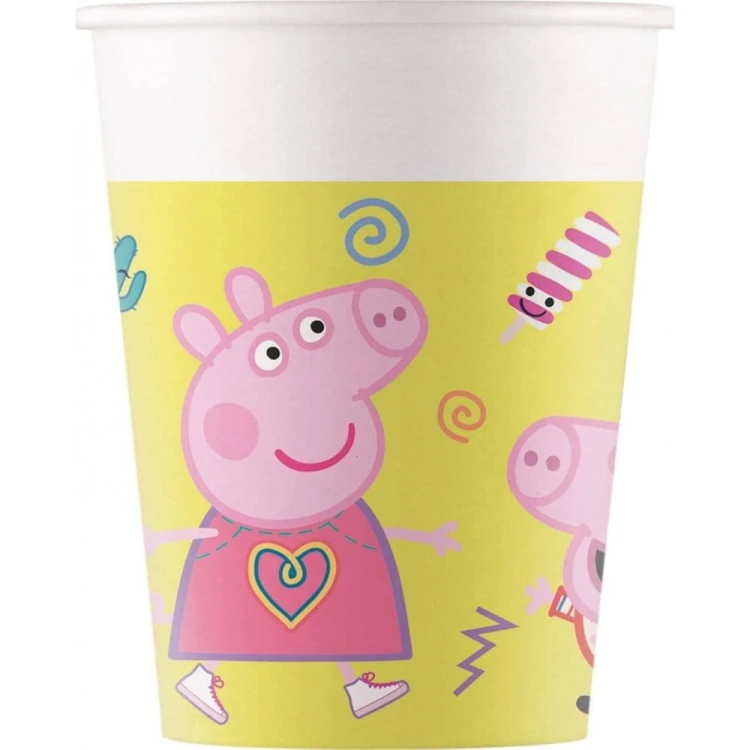 Kubeczki papierowe Świnka Peppa PIG urodzinowe PARTY urodziny 8 sztuk