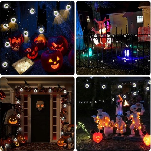 Girlanda solarna LED Halloween Oczy 10m 100 diod lampki wiszące łańcuch