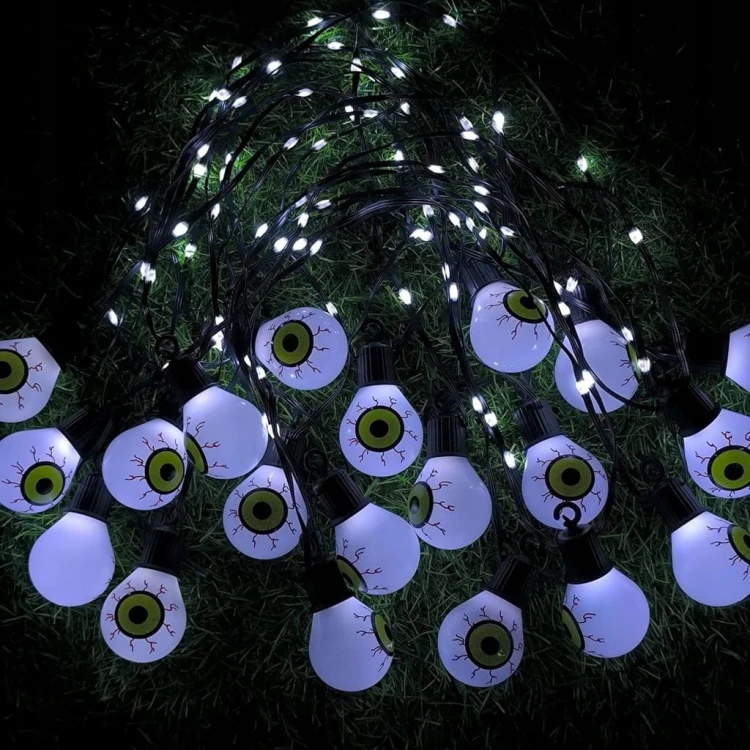 Girlanda solarna LED Halloween Oczy 10m 100 diod lampki wiszące łańcuch