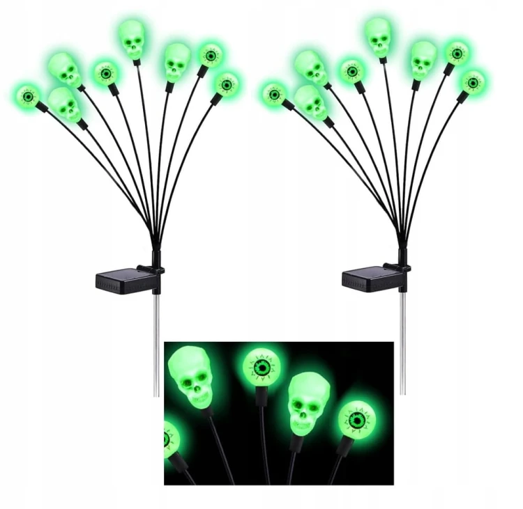 Lampki ogrodowe ozdobne Halloween Czaszka i Oko zestaw 2 szt. solarne