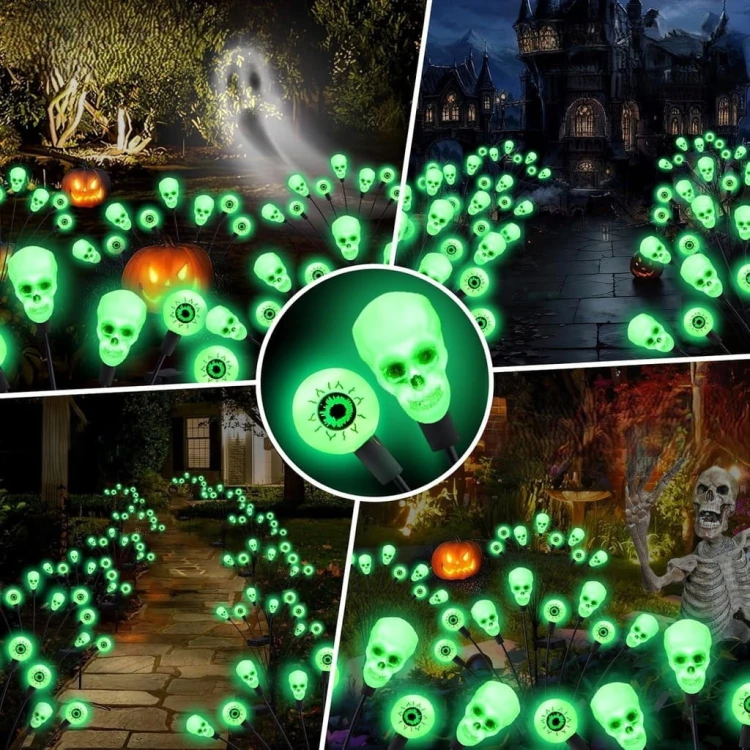 Lampki ogrodowe ozdobne Halloween Czaszka i Oko zestaw 2 szt. solarne