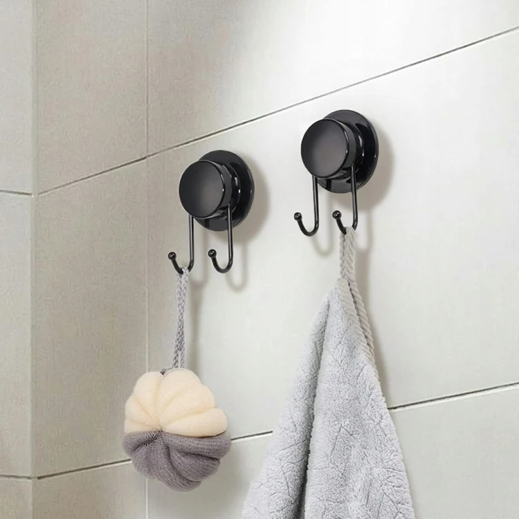 4x Wieszak z przyssawką czarne bez wiercenia łazienka kuchnia haczyki