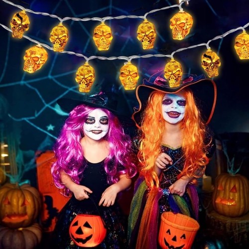Girlanda LED Halloween czaszki 3m 20 diod na baterie lampki czaszki wiszące