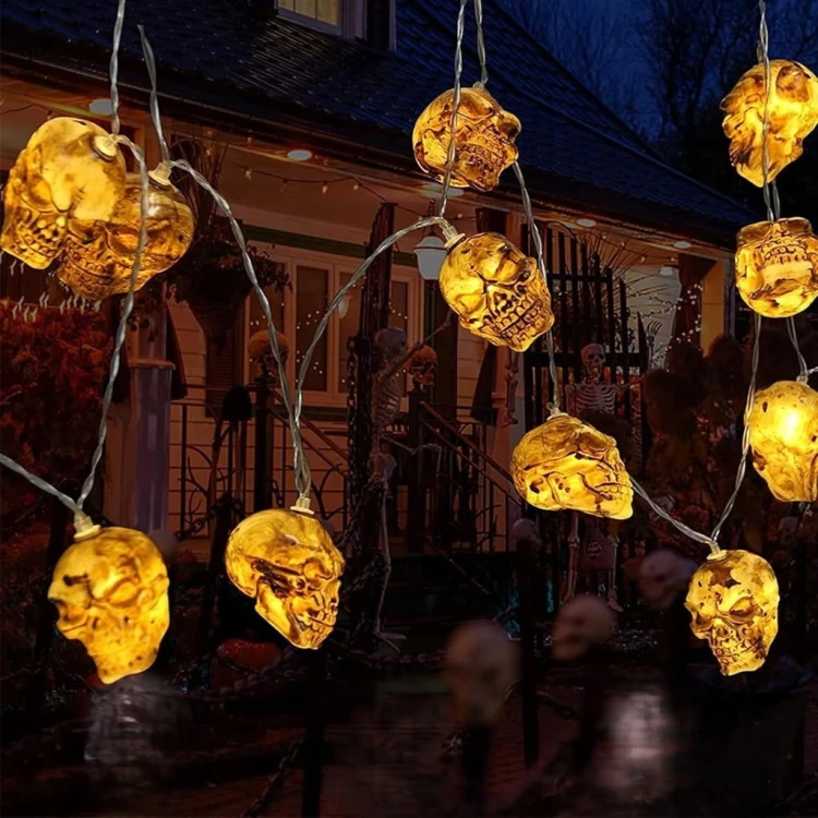 Girlanda LED Halloween czaszki 3m 20 diod na baterie lampki czaszki wiszące