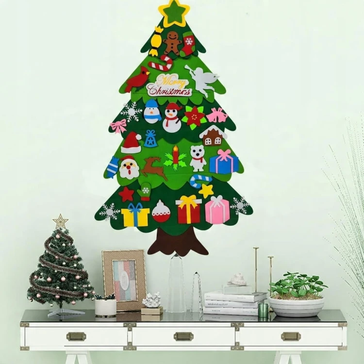 Choinka FILC filcowa dla dzieci duża Boże Narodzenie + ozdoby na rzepy DIY
