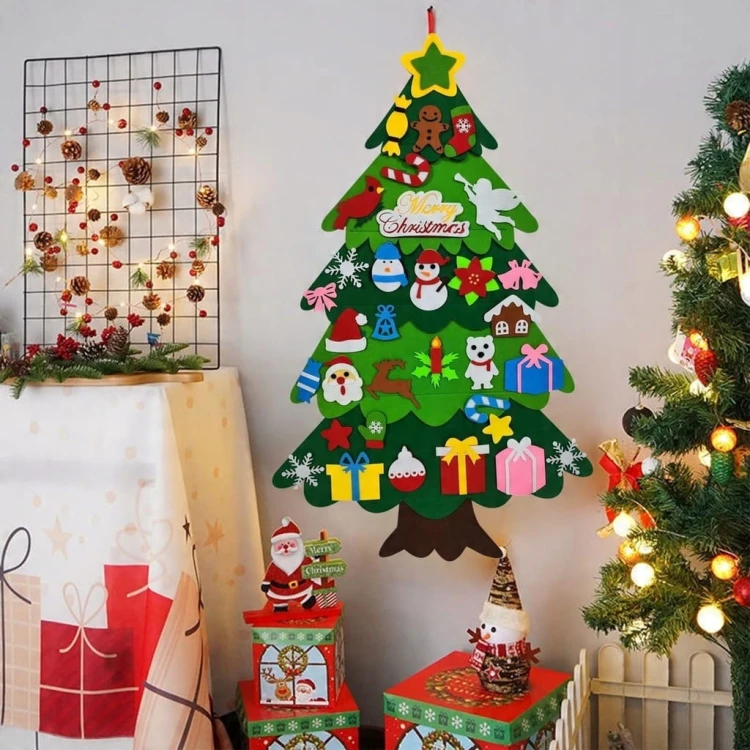 Choinka FILC filcowa dla dzieci duża Boże Narodzenie + ozdoby na rzepy DIY
