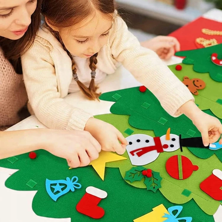 Choinka FILC filcowa dla dzieci duża Boże Narodzenie + ozdoby na rzepy DIY