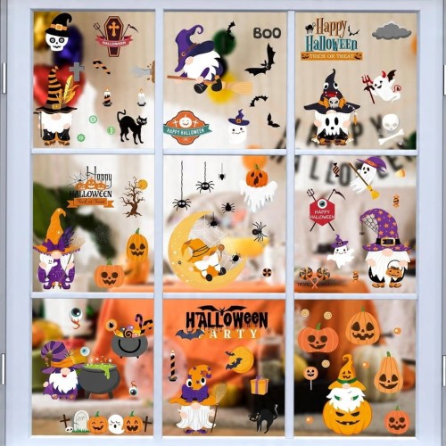 Naklejki na okno dekoracja HALLOWEEN 70 sztuk kolorowe duże i małe pająki