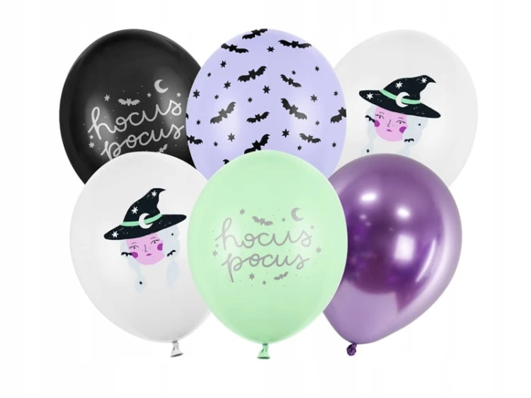 BALONY foliowe CZAROWNICA nietoperze HALLOWEEN 6 s