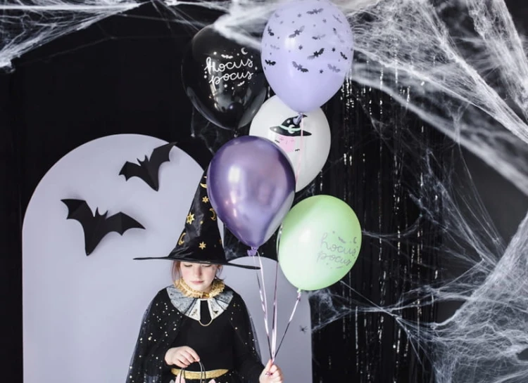 BALONY foliowe CZAROWNICA nietoperze HALLOWEEN 6 s