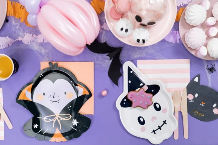 TALERZYKI papierowe CZASZKA CZAROWNICA halloween