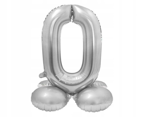 BALON foliowy SMART cyfra 0 SREBRNA duża STOJĄCA 72 cm