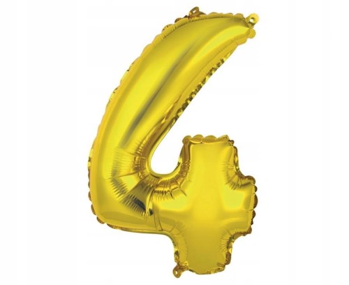 Balon foliowy CYFRA liczba 4 cztery ZŁOTY urodziny przyjęcie 35 cm