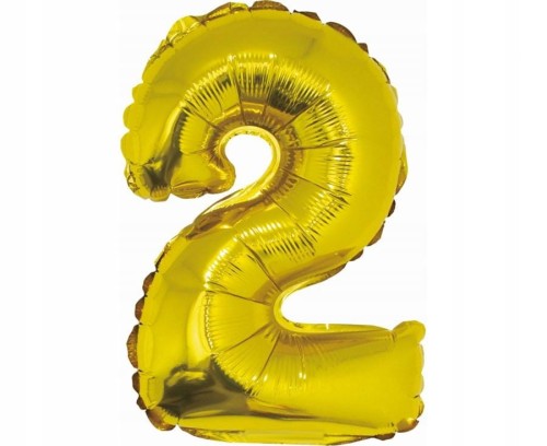 Balon foliowy CYFRA liczba 2 dwa ZŁOTY urodziny przyjęcie 35 cm