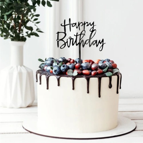 TOPPER piker na tort HAPPY BIRTHDAY czarny AKRYLOWY dekoracja URODZINY