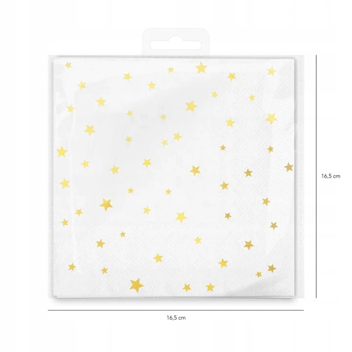 SERWETKI papierowe BIAŁE w GWIAZDKI złote x10 sztuk 33x33 cm Partypal