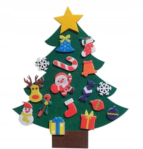 Mini Filcowa Choinka z filcu DIY na rzepy dla dzieci zestaw ozdoby 23cm