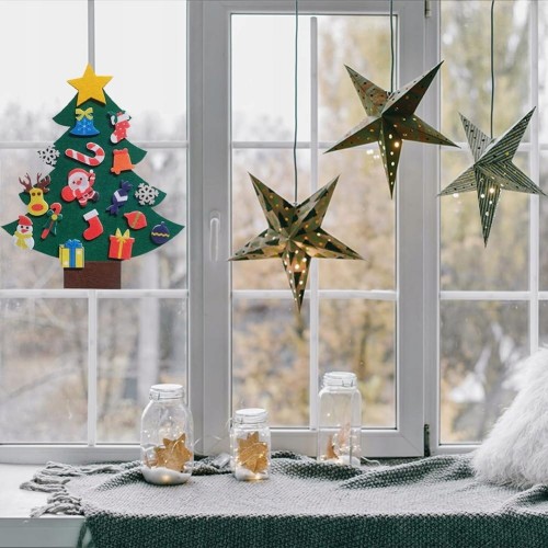 Mini Filcowa Choinka z filcu DIY na rzepy dla dzieci zestaw ozdoby 23cm