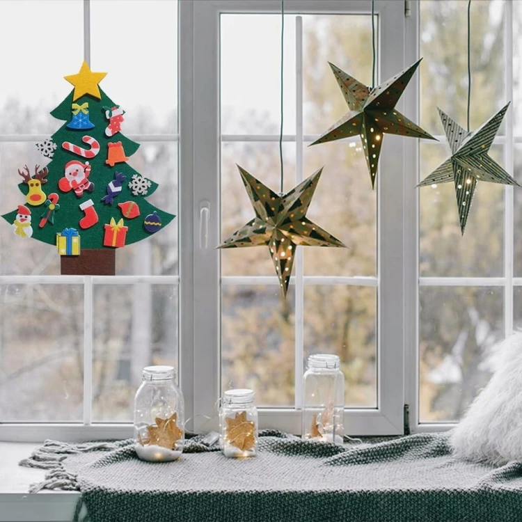 Mini Filcowa Choinka z filcu DIY na rzepy dla dzieci zestaw ozdoby 23cm