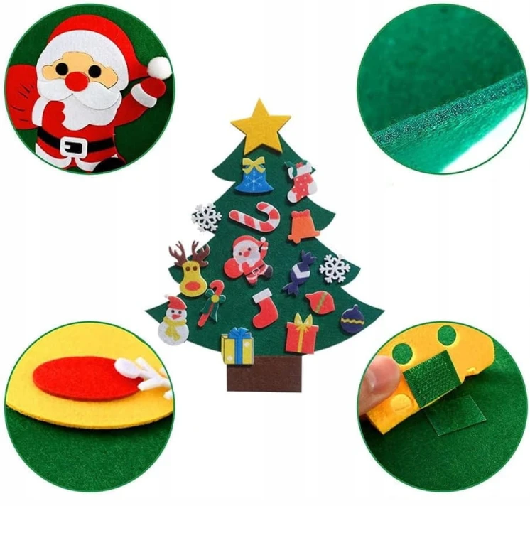 Mini Filcowa Choinka z filcu DIY na rzepy dla dzieci zestaw ozdoby 23cm