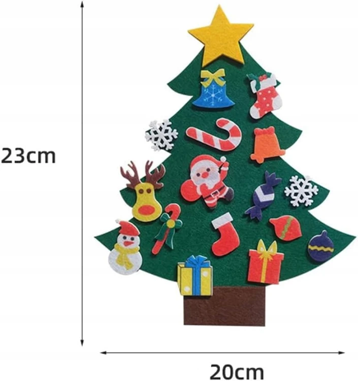 Mini Filcowa Choinka z filcu DIY na rzepy dla dzieci zestaw ozdoby 23cm