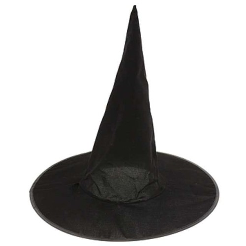 Kapelusz Wiedźma flokowany czarny sztywne rondo uniwersalny halloween