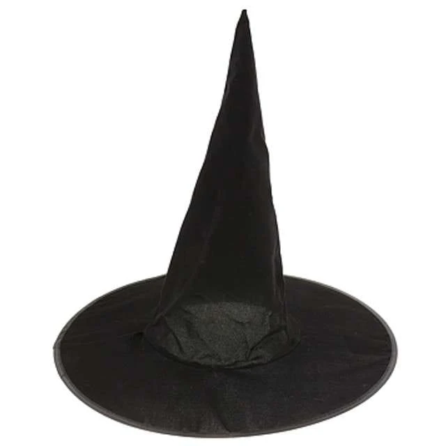 Kapelusz Wiedźma flokowany czarny sztywne rondo uniwersalny halloween