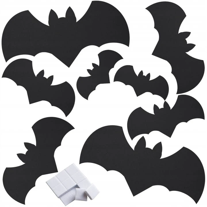 Naklejki Ozdoby Na Halloween Nietoperze Mix Ozdoba Dekoracja czarne 8 szt