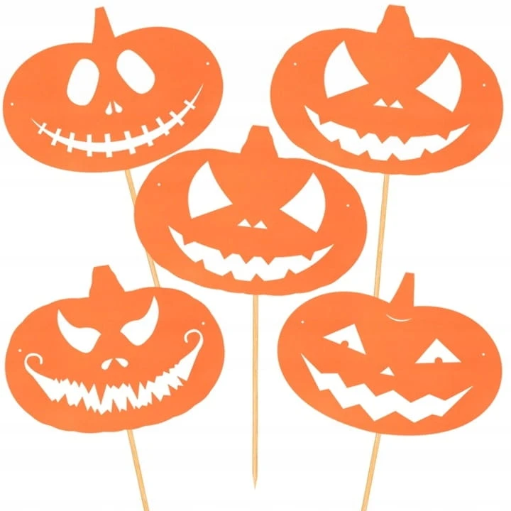 Toppery Dekoracyjne Halloween Na Babeczki Topper Dynie 5 sztuk