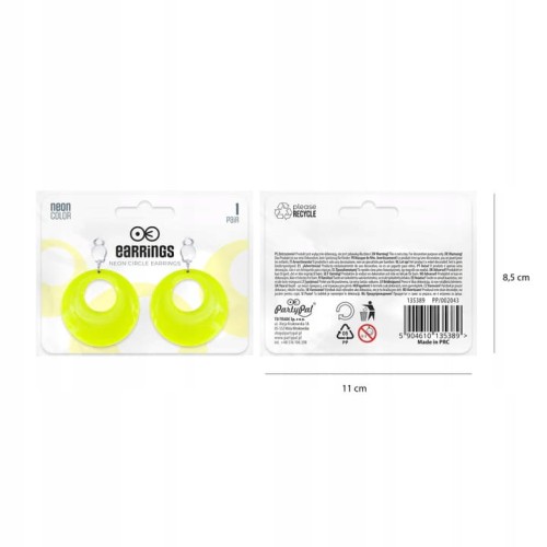 KOLCZYKI KLIPSY 4,5 cm neonowe KÓŁKA żółte IMPREZA party